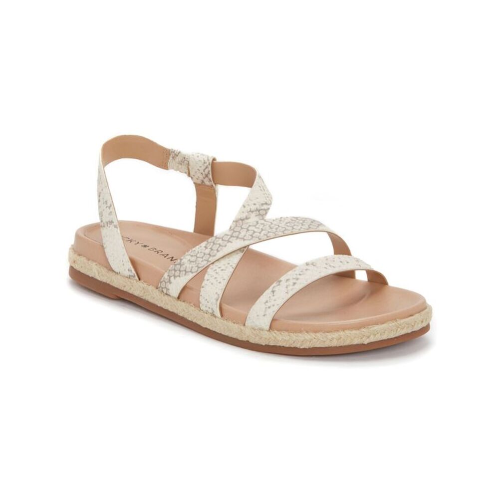 LUCKY BRAND Womens Stucco Beige Darli Wedge Slip On Leather SlingSandal 5.5 M